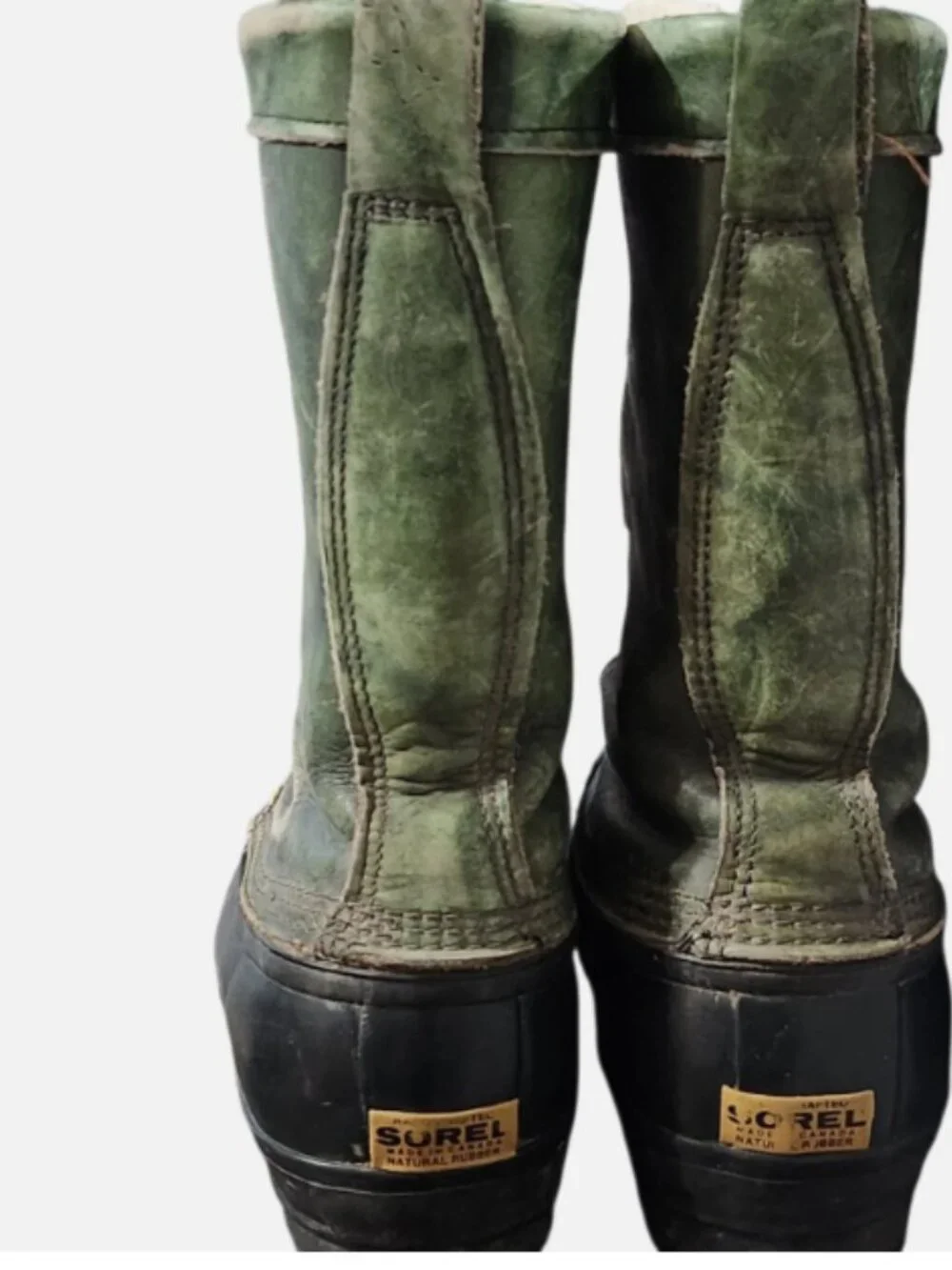 Sorel Snow Winter Boots Men's Size 10 Green Black Rubber Leather Lace Up Liner